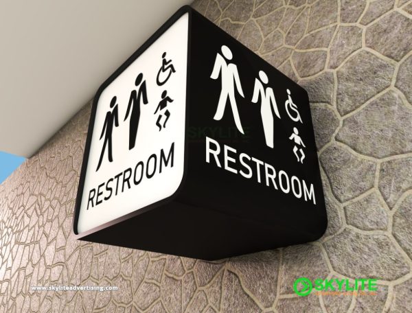 bathroom sign wall mounted cube acrylic